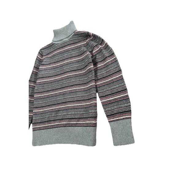 LL Bean Women’s Cotton Cashmere Blend Fair Isle Turtleneck Knit Sweater Size M - Picture 3 of 8